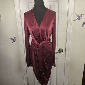 Altuzarra for Target Burgundy Draped Midi Dress – Elegant Valentine Outfit